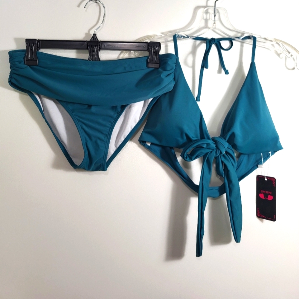 NWT Shekini green bikini swimsuit       women's M  #2116